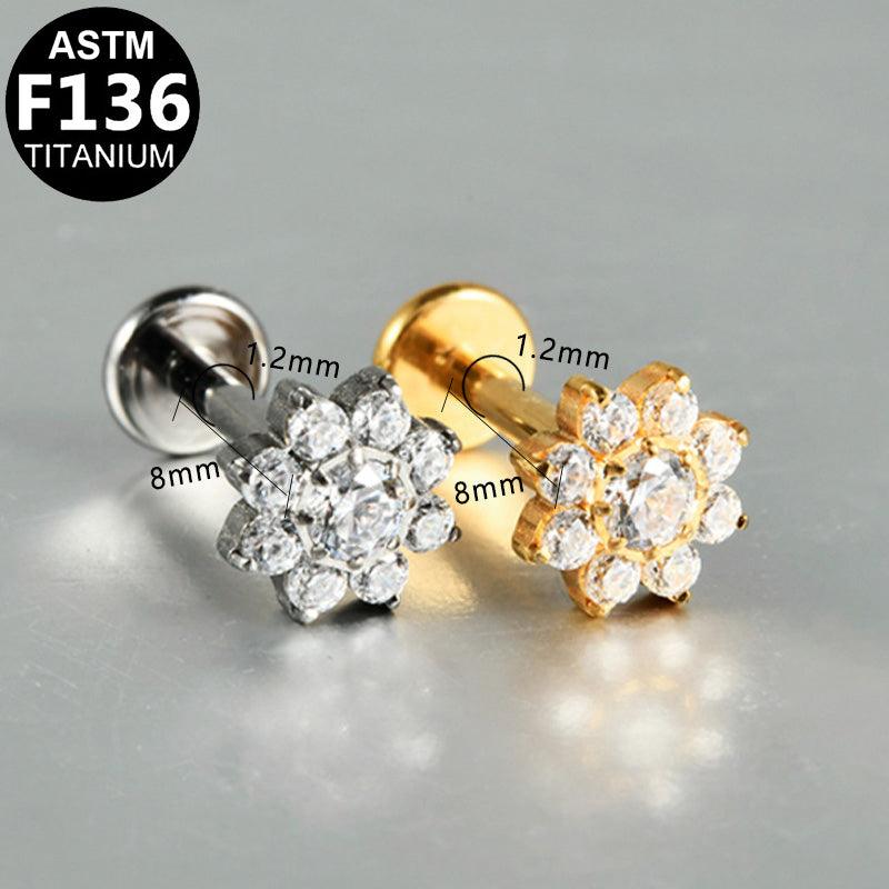 Labret aus TITAN mit Zirkonia-Blüte