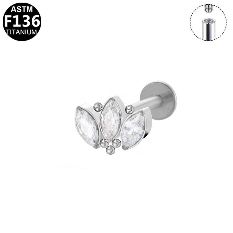 Labret aus TITAN mit Zirkonia-Blattdesign