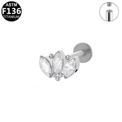 Labret aus TITAN mit Zirkonia-Blattdesign