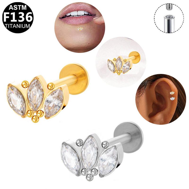 Labret aus TITAN mit Zirkonia-Blattdesign