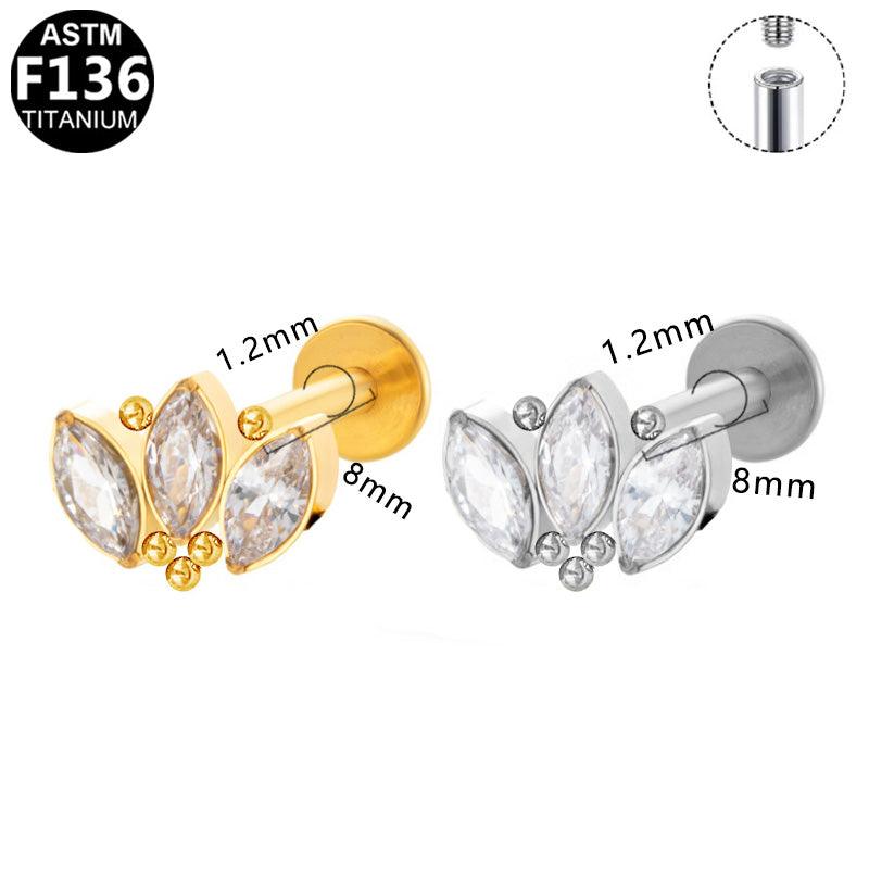 Labret aus TITAN mit Zirkonia-Blattdesign