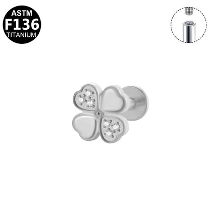 Titan Labret "Lucky Clover" mit eingefassten Kristallen