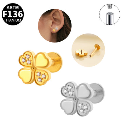 Titan Labret "Lucky Clover" mit eingefassten Kristallen