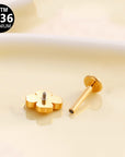 Titan Labret "Lucky Clover" mit eingefassten Zirkonia Kristallen - Innengewinde