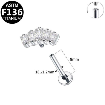 Labret aus TITAN mit gebogenem Balken