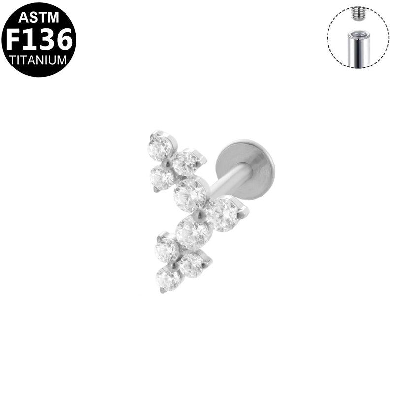 Labret aus TITAN mit Stern Kristallreihe