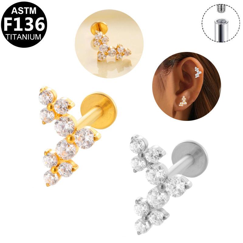 Labret aus TITAN mit Stern Kristallreihe