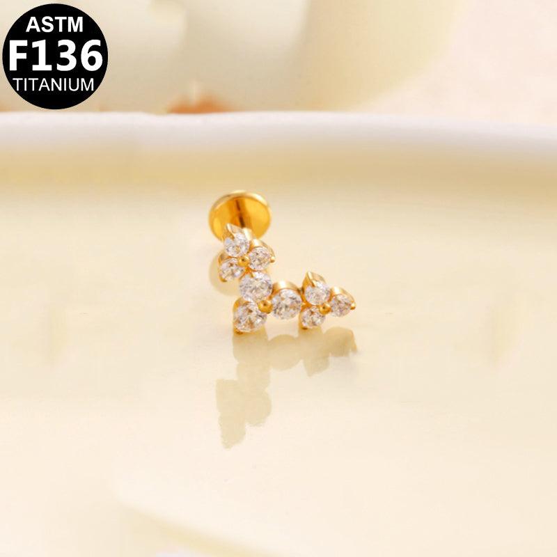 Labret aus TITAN mit Stern Kristallreihe