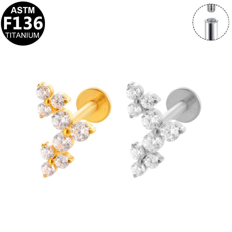 Labretpiercing mit Zirkonia Kristallreihe in Gold & Silber aus der ROYAL Essentials Kollektion - geeignet für Helix, Conch & Flatpiercing