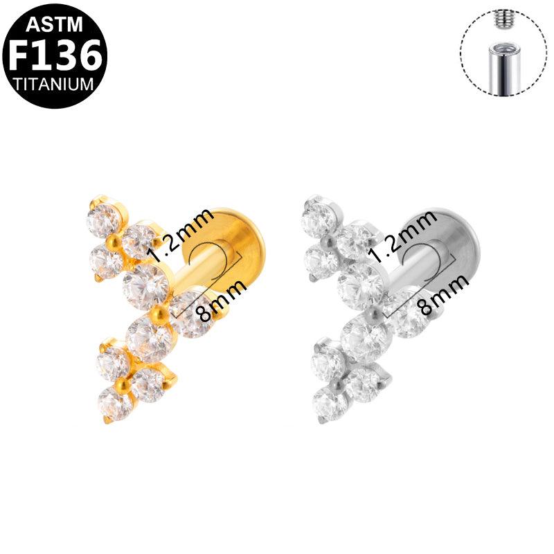 Labret aus TITAN mit Stern Kristallreihe