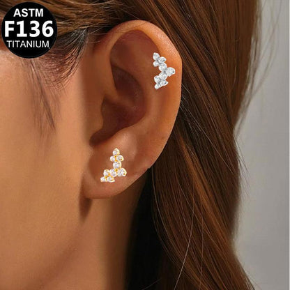 Labret aus TITAN mit Stern Kristallreihe