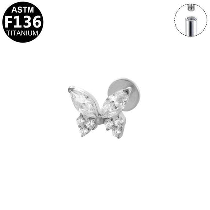 Labret aus TITAN mit Schmetterling