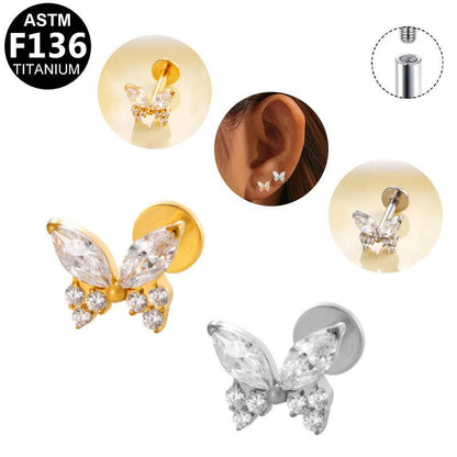 Labret aus TITAN mit Schmetterling