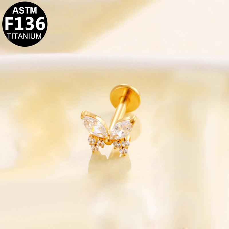 Labret aus TITAN mit Schmetterling