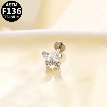 Labret aus TITAN mit Schmetterling