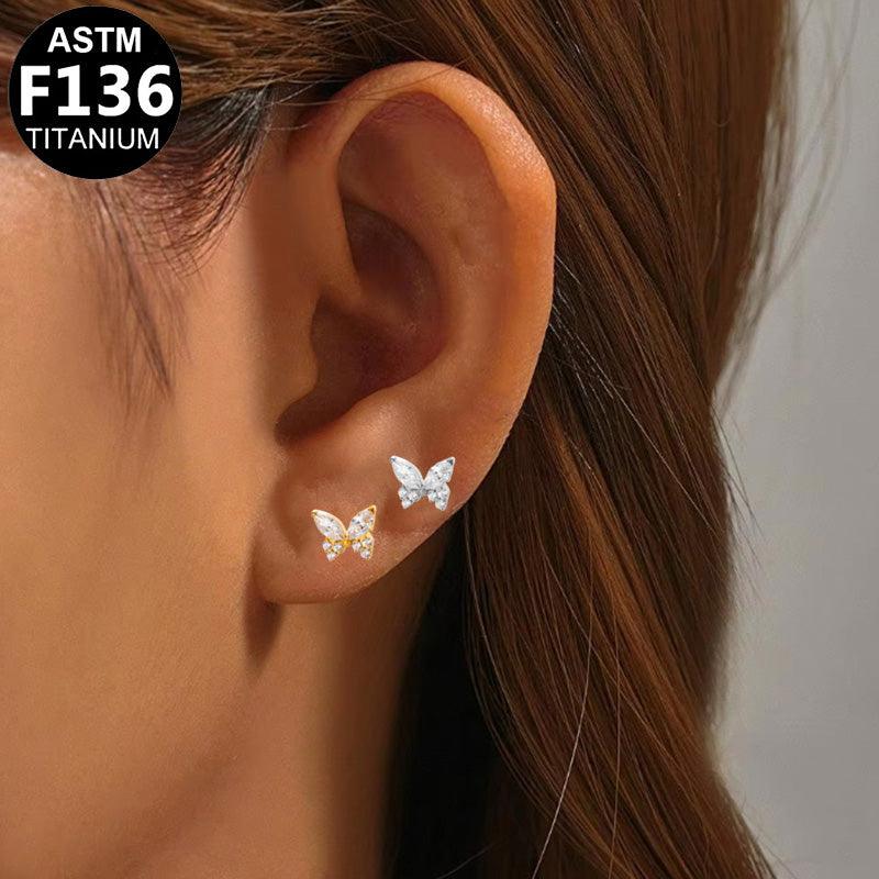 Labret aus TITAN mit Schmetterling