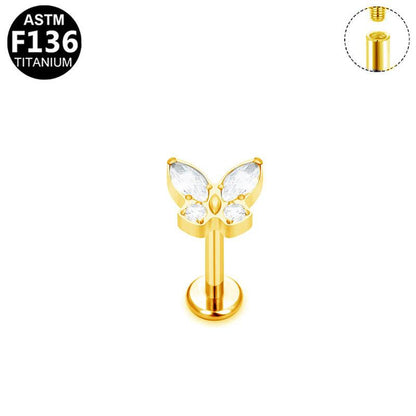 Labret aus TITAN mit Schmetterling