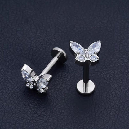 Labret aus TITAN mit Schmetterling