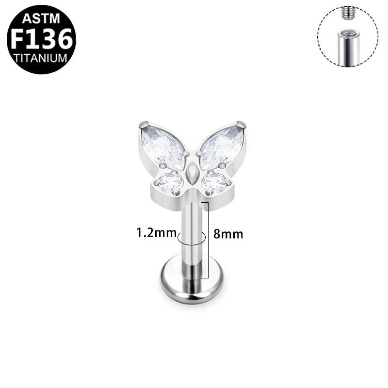 Labret aus TITAN mit Schmetterling