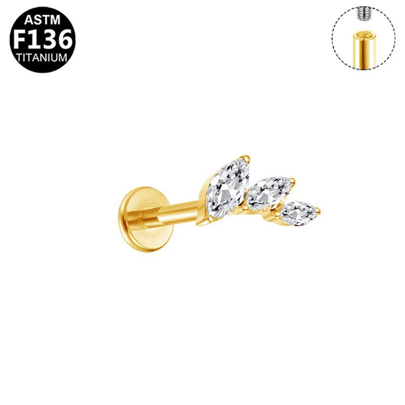 Labret aus TITAN mit 3 Lotus Blüten