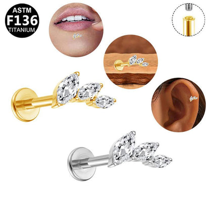 Labret aus TITAN mit 3 Lotus Blüten