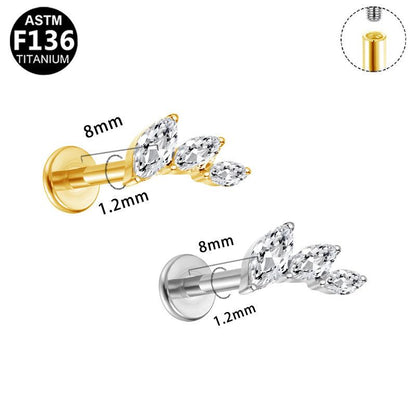 Labret aus TITAN mit 3 Lotus Blüten