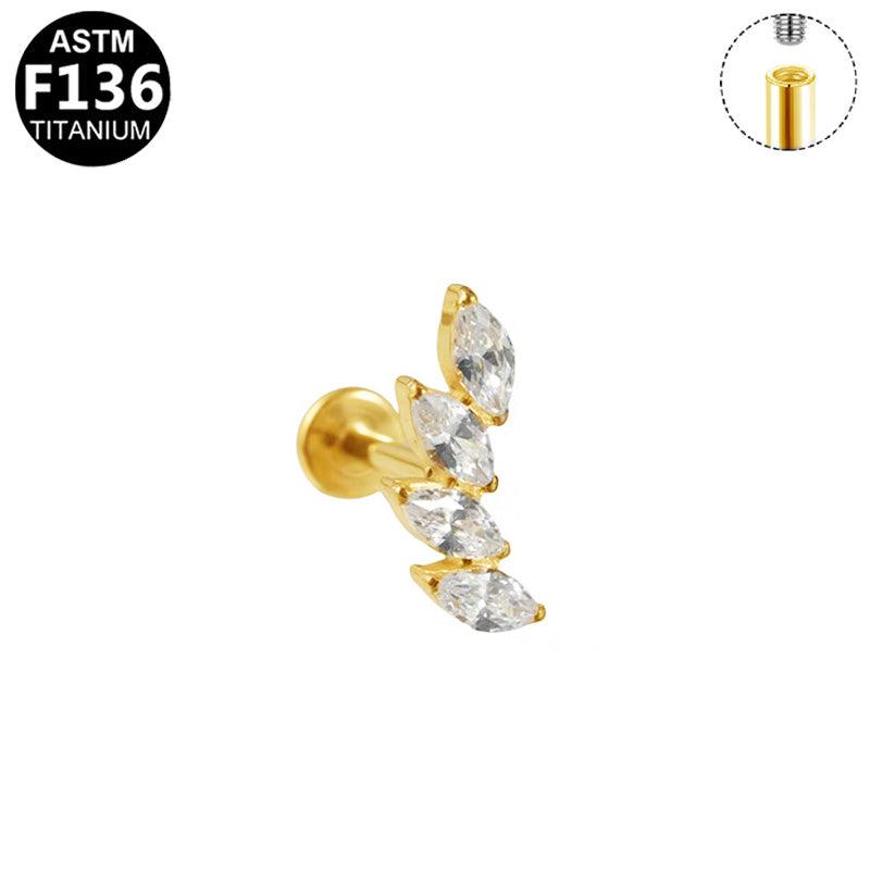 Labret aus TITAN mit Lotus Blüten