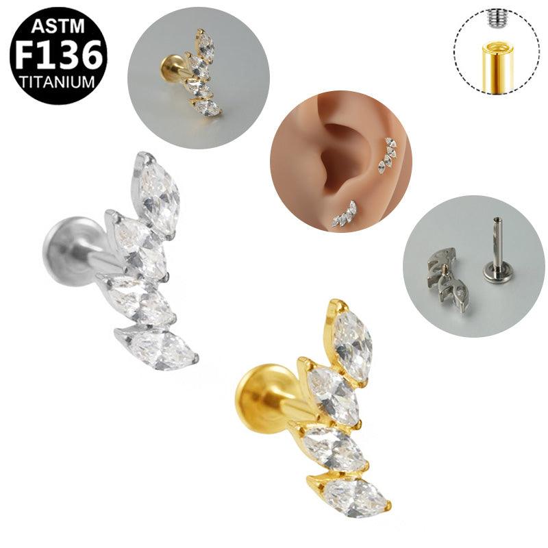 Labret aus TITAN mit Lotus Blüten