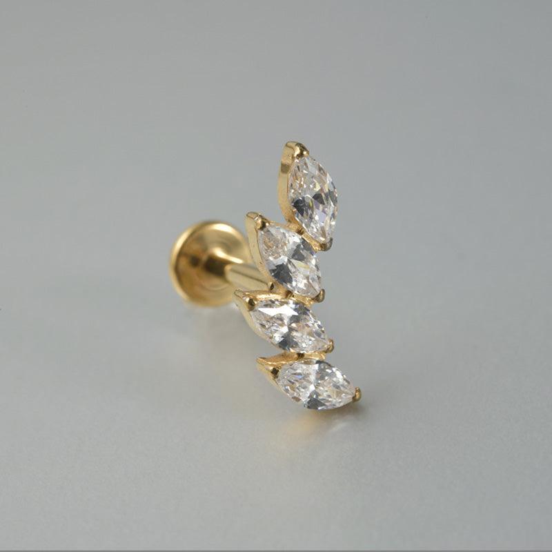 Labret aus TITAN mit Lotus Blüten