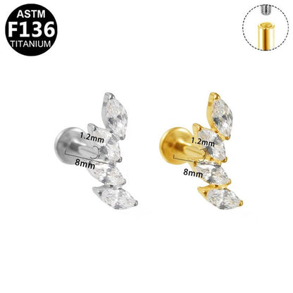 Labret aus TITAN mit Lotus Blüten