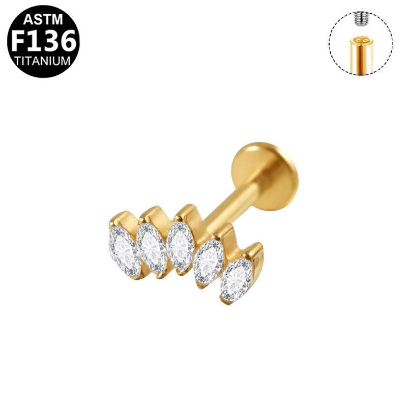 Labret aus TITAN mit Blockfassung