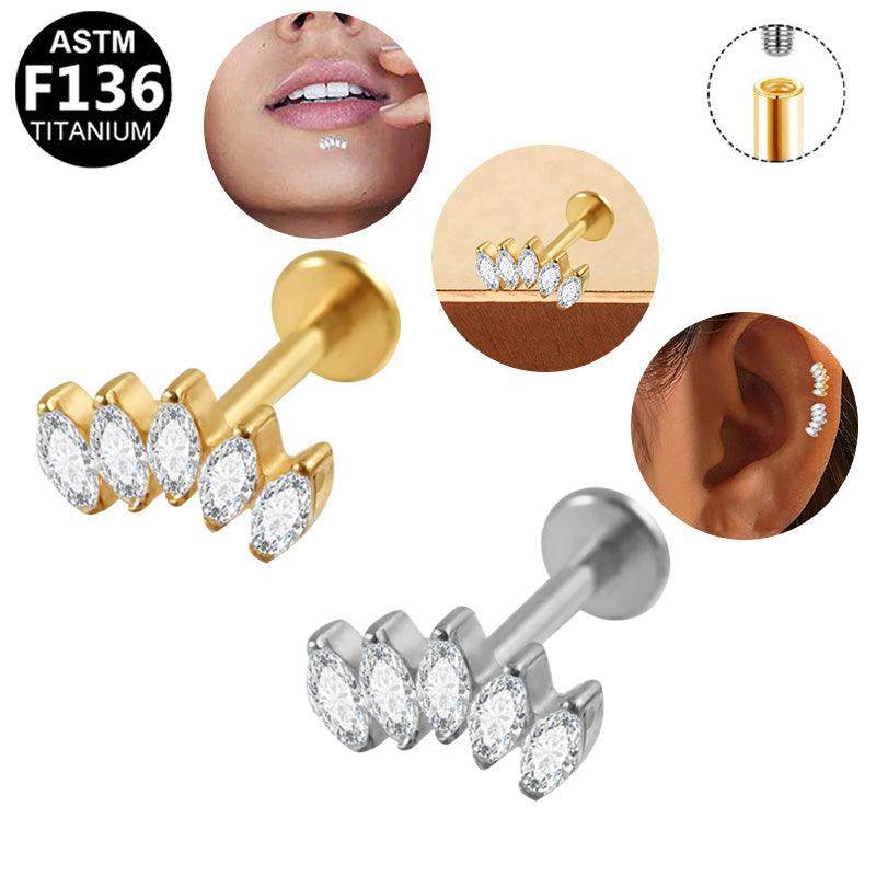 Labret aus TITAN mit Blockfassung