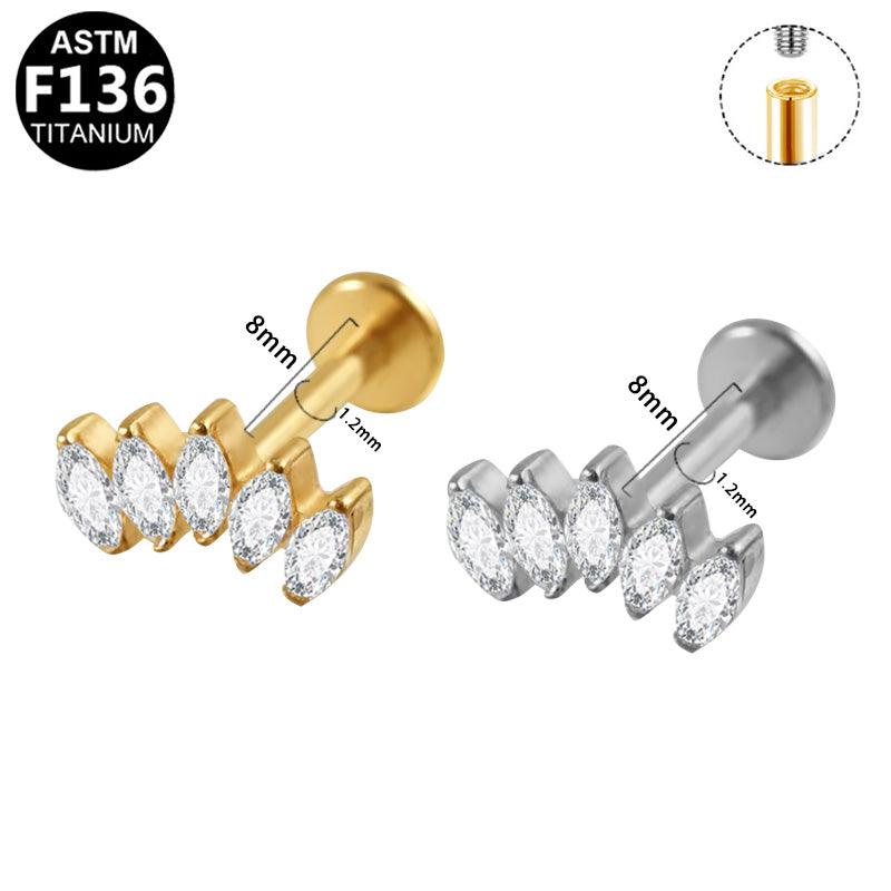 Labret aus TITAN mit Blockfassung