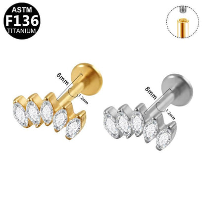 Labret aus TITAN mit Blockfassung