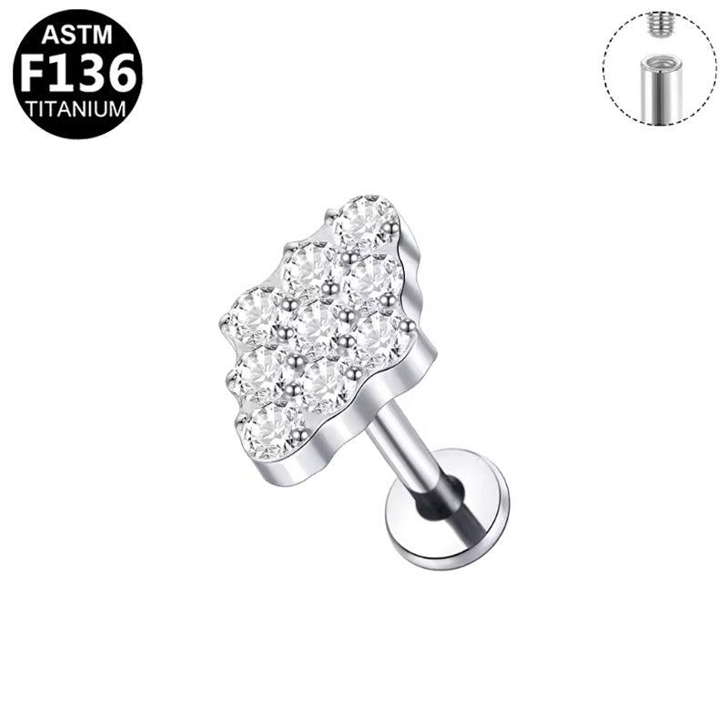 Labret aus TITAN mit Kristallflächen