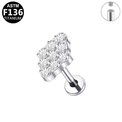 Labret aus TITAN mit Kristallflächen