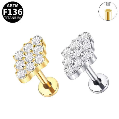 Labret aus TITAN mit Kristallflächen