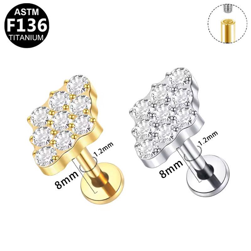 Labret aus TITAN mit Kristallflächen