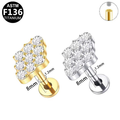 Labret aus TITAN mit Kristallflächen