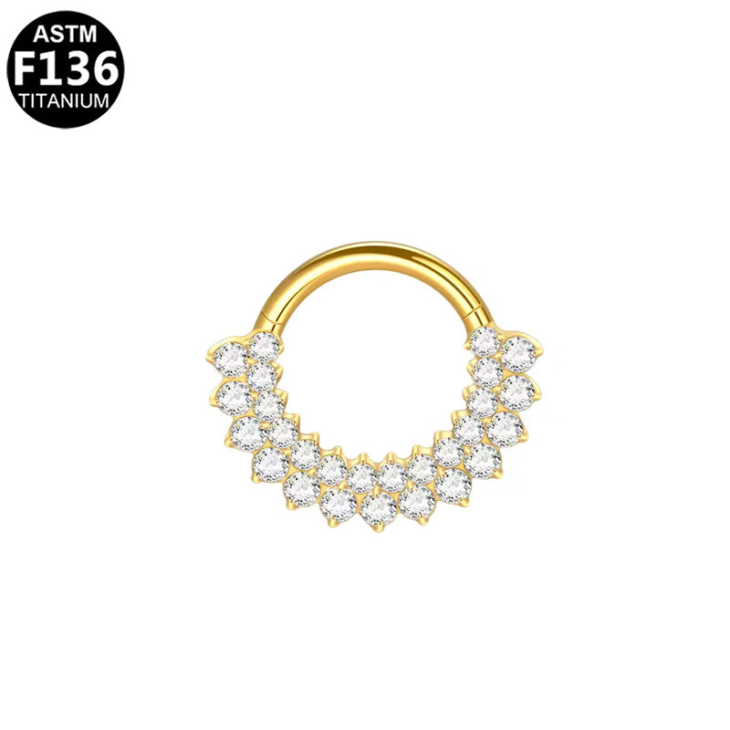 Titan Segmentring Clicker mit doppelter Kristall Reihe