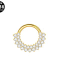 Titan Segmentring Clicker "Royal Bloom" mit doppelter Zirkonia Reihe