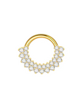 Titan Segmentring Clicker "Royal Bloom" mit doppelter Zirkonia Reihe