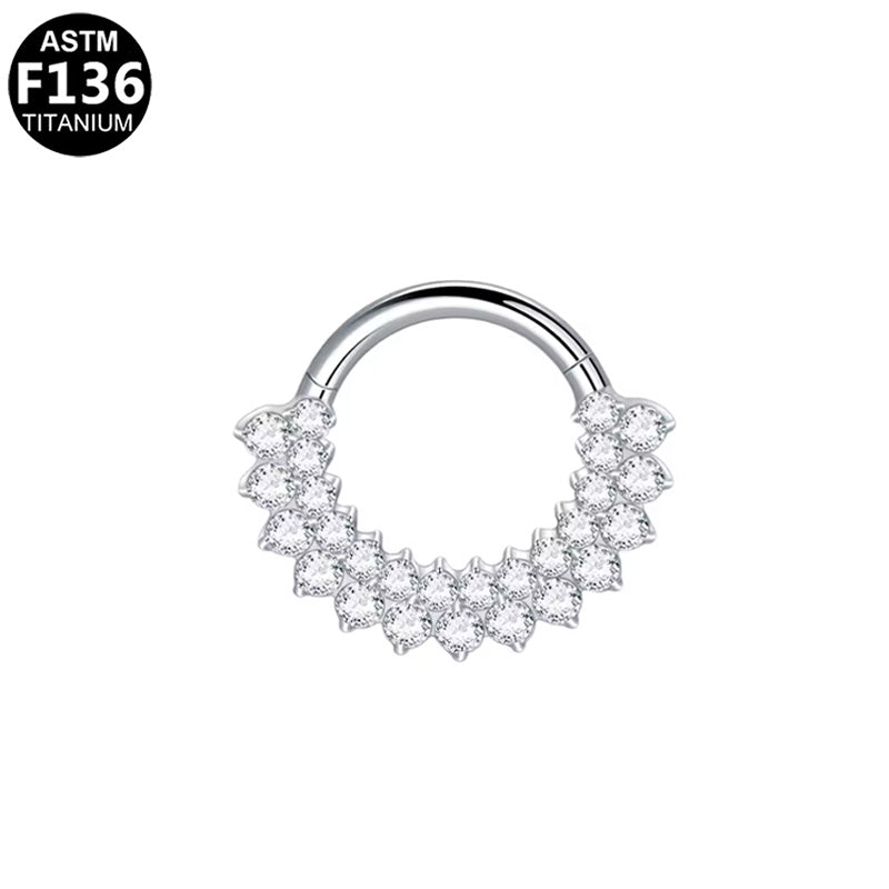 Titan Segmentring Clicker mit doppelter Kristall Reihe