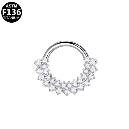 Titan Segmentring Clicker mit doppelter Kristall Reihe