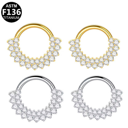 Titan Segmentring Clicker mit doppelter Kristall Reihe