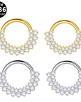 Titan Segmentring Clicker "Royal Bloom" mit doppelter Zirkonia Reihe