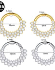 Titan Segmentring Clicker "Royal Bloom" mit doppelter Zirkonia Reihe