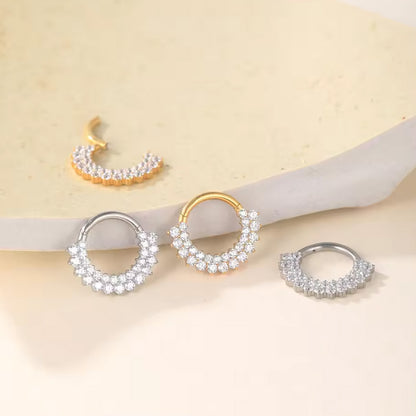 Titan Segmentring Clicker mit doppelter Kristall Reihe