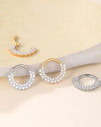 Titan Segmentring Clicker "Royal Bloom" mit doppelter Zirkonia Reihe