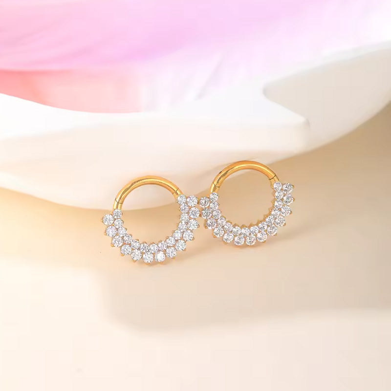 Titan Segmentring Clicker &quot;Royal Bloom&quot; mit doppelter Zirkonia Reihe